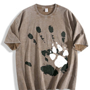 1pc Man and Dog Are Good Friends Vintage Washed T-Shirt in Brown