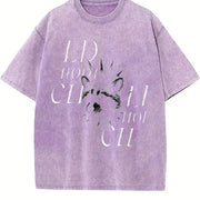 Punk Raccoon ® Retro Y2k Punker Raccoon Vintage Washed T-Shirt in Purple