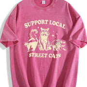 Support Local Street Cats Raccoon Skunk vintage washed oversized T-shirt in Red