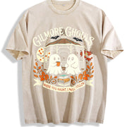 Gilmore Ghouls Halloween Fall Vibes Vintage Washed T-Shirt in Beige
