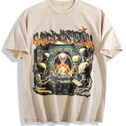 Hot Wheels Skull Engine Vintage Washed T-Shirt in Beige