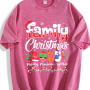 Family Christmas 2025 Vintage Washed T-Shirt in Red