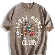 Wild Mom Social Club Vintage Washed T-Shirt in Brown
