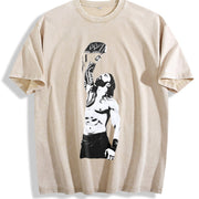 WWE Roman Reigns Iconic Wrestling Classic Fan fast vintage washed oversized T-shirt in Beige