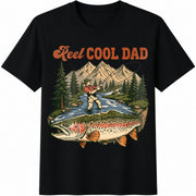 Reel Dad Fishing Dad Cotton T-Shirt in Black