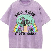 Hang in There It Gets Worse Vintage Washed T-Shirt in Purple