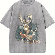 Deer Retro 90s Western Cute Country Hunting Season Country Vintage Washed T-Shirt in Gray