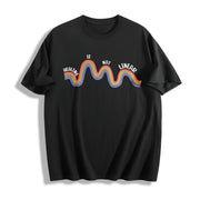 Mental Health Healing Is Not Linear Cotton T-Shirt in Black