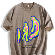 Jumping Fitness Retro Vintage Washed T-Shirt in Brown