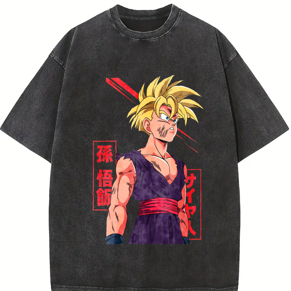 Super Saiyan Warrior Gohan Vintage Washed T-Shirt in Black
