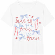 Patriotic Land of the Free Because of the Brave Cotton T-Shirt in White