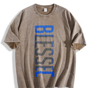 Geometric Smooth Vintage Washed T-Shirt in Brown