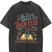 Belle's Book Club Retro Tale as Old as Time Vintage Washed T-Shirt in Black