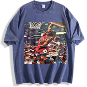 MJ Hard Foul 80's 90's Dunk Bad Boy Detroit vintage washed oversized T-shirt in Blue