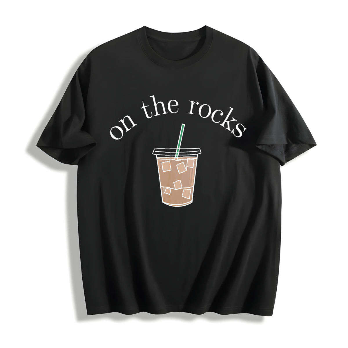Coffee Iced Coffee Lover Cotton T-Shirt in Black