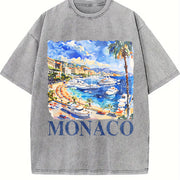 Monaco Italy Retro ® Vintage Washed T-Shirt in Gray