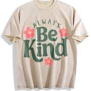 Kindness Be Kind Vintage Washed T-Shirt in Beige