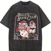 Belle's Book Club Tale as Old as Time Belle’s Book Cafe Vintage Washed T-Shirt in Black