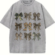 Camo Coquette Bow Collection vintage washed oversized T-shirt in Gray