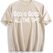 God's Kind Batik Retro Brand Vintage Washed T-Shirt in Beige