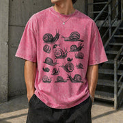 Snails Snail Lover Vintage Washed T-Shirt in Red