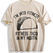 Fitness Taco Humor Gym Novelty Sarcastic Guys Classic Vintage Washed T-Shirt in Beige