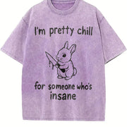 Retro Sarcastic Rabbit 90s Vintage Washed T-Shirt in Purple
