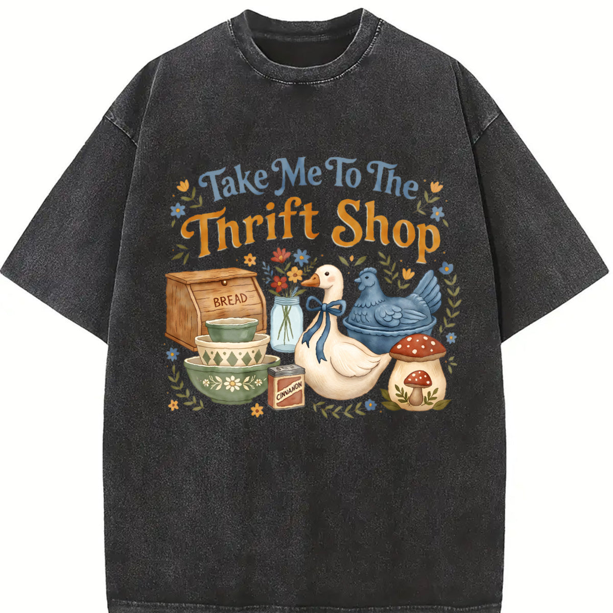Take Me to the Thrift Shop Silly Goose vintage washed oversized T-shirt in Black