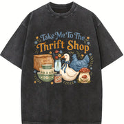 Take Me to the Thrift Shop Silly Goose vintage washed oversized T-shirt in Black