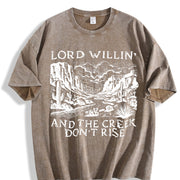 Retro Letter Vintage Washed T-Shirt in Brown