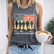 Land of the Free Because of the Brave Honor and Remember Women's Color Cotton Tank Top in Gray