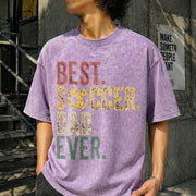 Soccer Dad Father and Son Soccer Vintage Washed T-Shirt in Purple