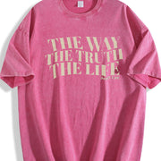 The Way the Truth the Life Christian vintage washed oversized T-shirt in Red