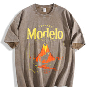 Cerveza Modelo Vintage Washed T-Shirt in Brown