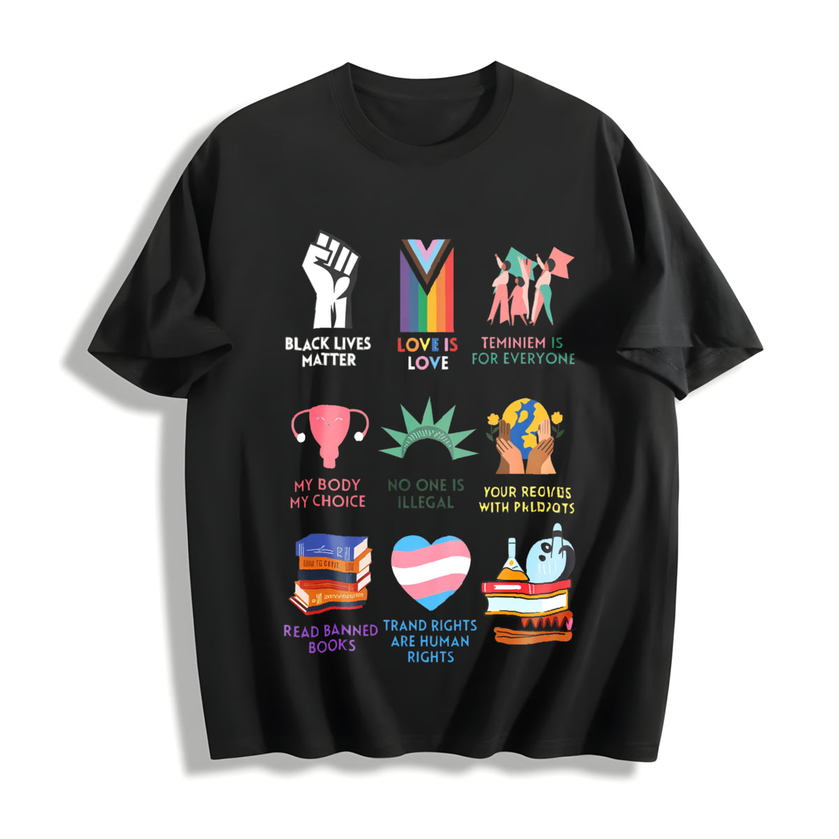 Big Fan of Human Rights Cotton T-Shirt in Black