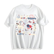 4th of July Dachshund Doodle Cotton T-Shirt in White