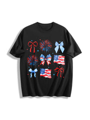 USA Coquette Bow Retro America Cotton T-Shirt in Black