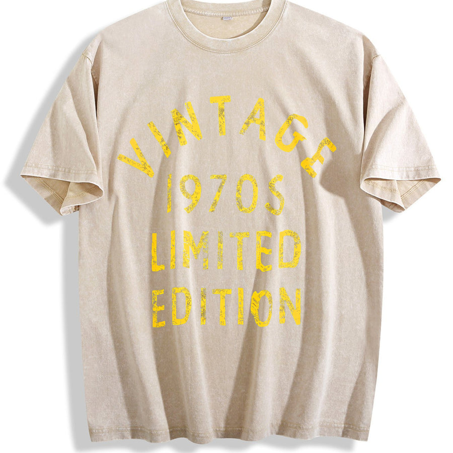 1970s 1970 Theme Classic for Guys Classic Novelty for Guys Vintage Washed T-Shirt in Beige