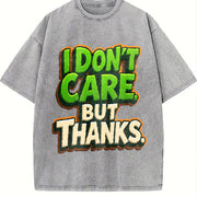 I Don't Care but Thanks Vintage Washed T-Shirt in Gray