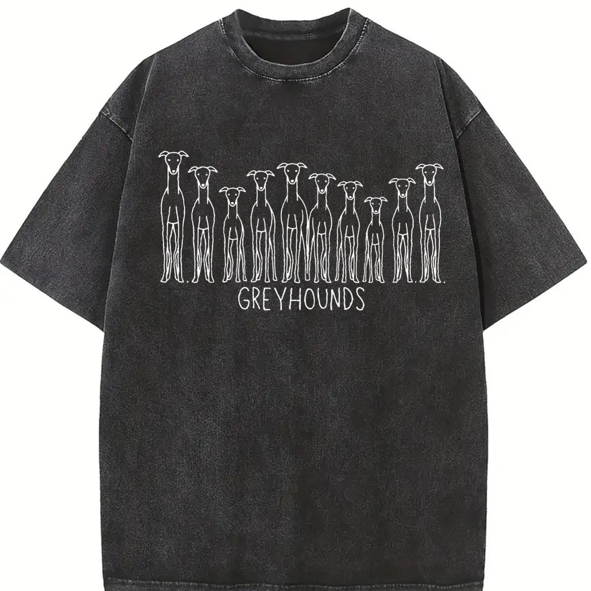 Greyhound Lover Rows of Greyhounds Vintage Washed T-Shirt in Black