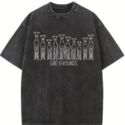 Greyhound Lover Rows of Greyhounds Vintage Washed T-Shirt in Black