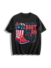 We'll Put a Boot in Your Ass - Toby Keith USA Cotton T-Shirt in Black