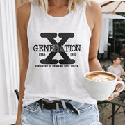 Generation X Women's Color Cotton Tank Top in White