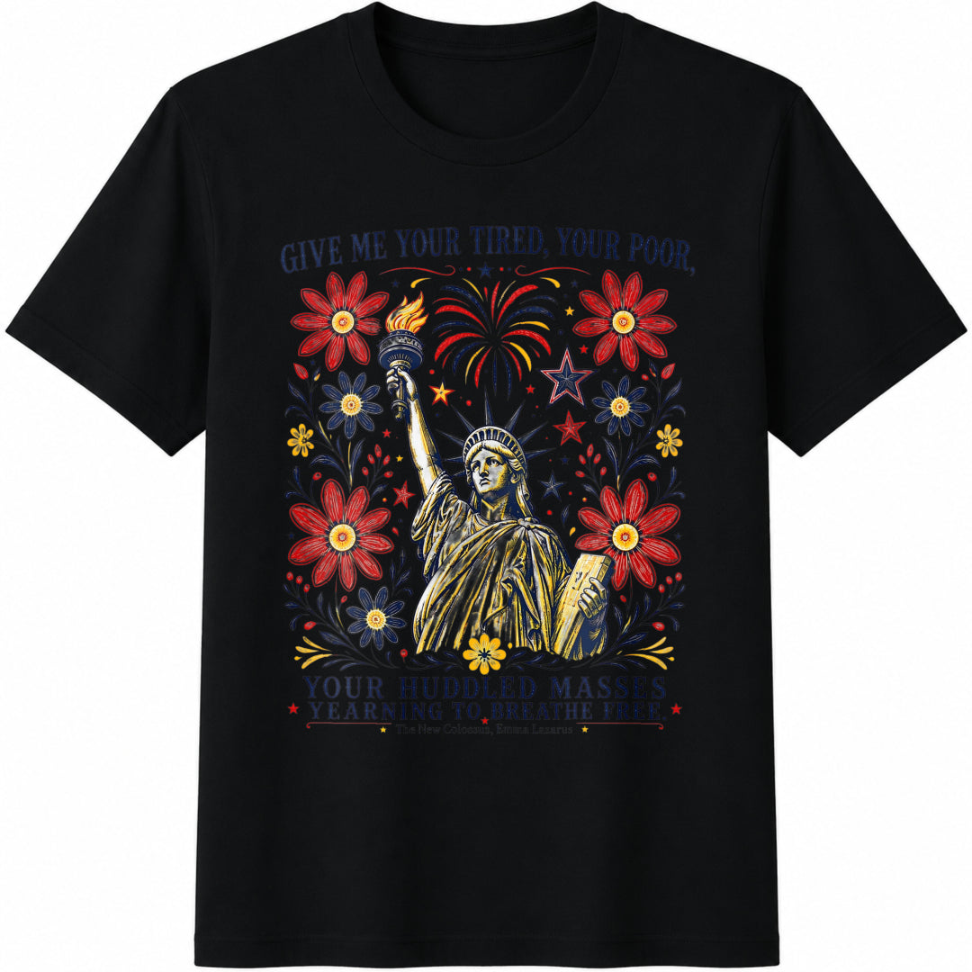 Land of the Free Because of Brave DTF Transfer Cotton T-Shirt in Black