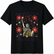 Land of the Free Because of Brave DTF Transfer Cotton T-Shirt in Black