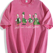 St. Patrick's Day Irish Goose vintage washed oversized T-shirt in Red