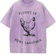 Chicken Short-sleeve Vintage Washed T-Shirt in Purple