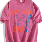 Cat Dad Club Cat Lover New Cat Dad vintage washed oversized T-shirt in Red
