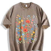 Wildflowers ® Retro Block Peonies Vintage Washed T-Shirt in Brown