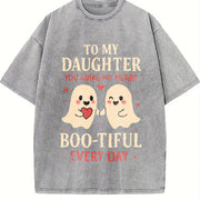 To My Daughter You Make My Heart Boo-tiful Vintage Washed T-Shirt in Gray